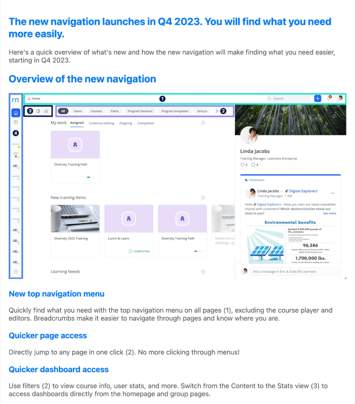 User guide for a navigation revamp in HTML format